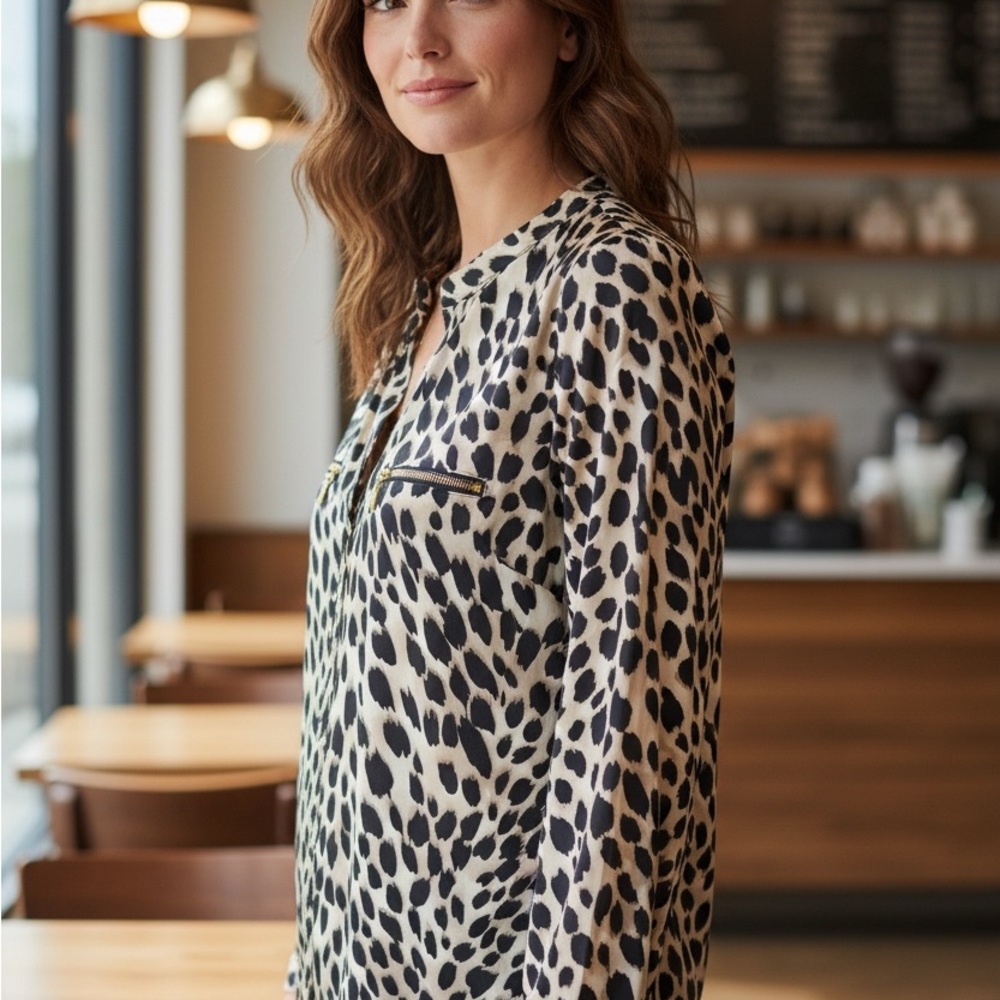 🌺NWOT🌺 INC International Concepts Leopard Print Blouse - Picture 3 of 4